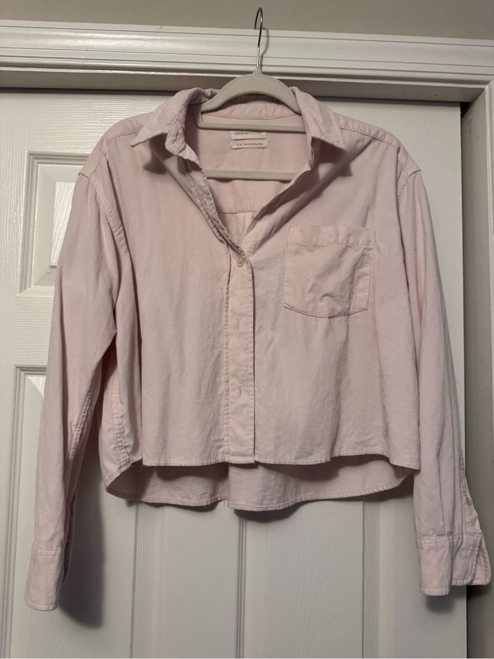 Urban Outfitters Pale Pink Cropped Button-Down Shirt